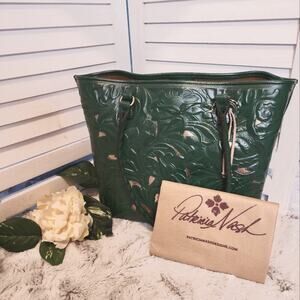 PATRICIA NASH NEW ADELINE TOOLED GREEN PURSE WITH DUST BAG